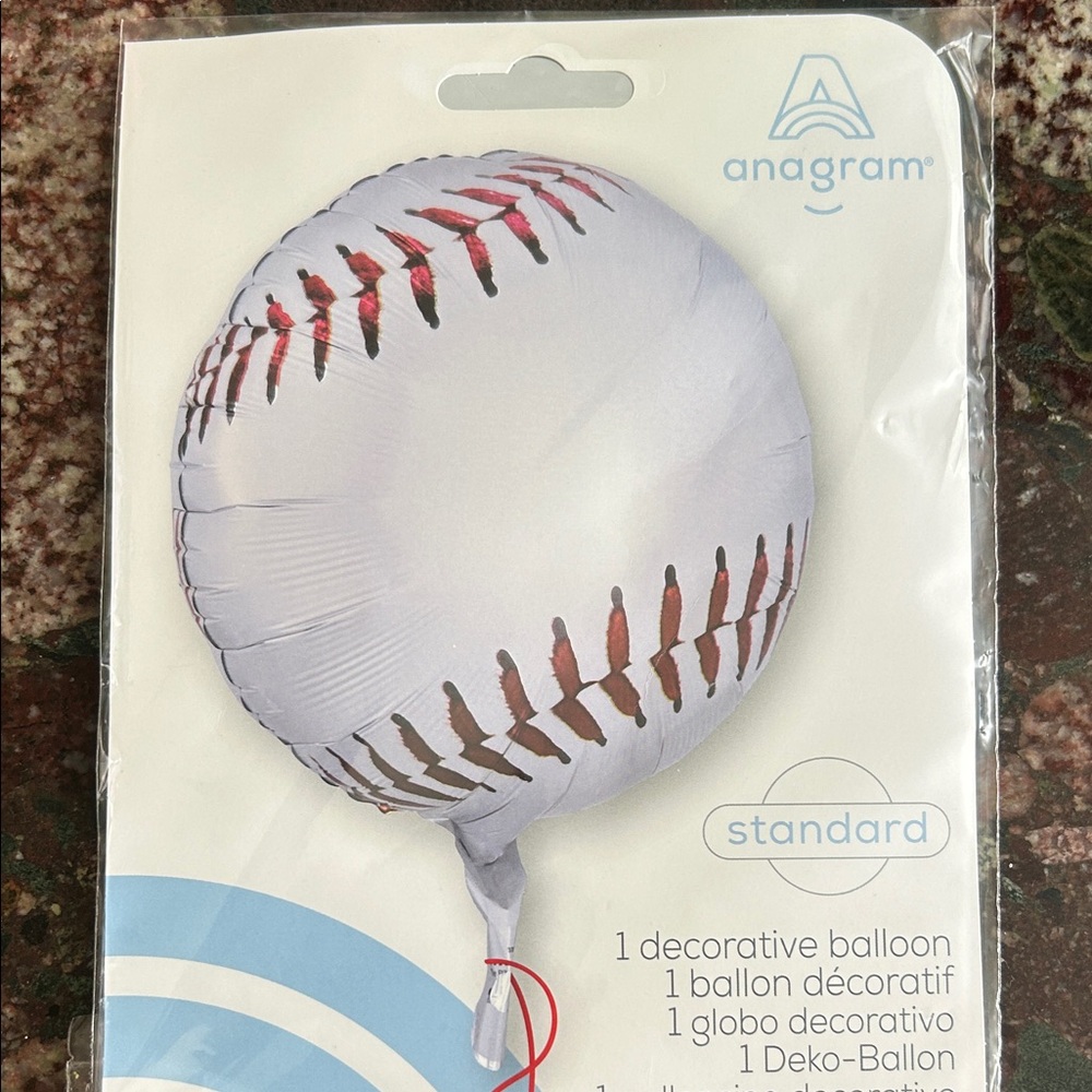 Set of 3 White Baseball Mylar  Balloons New